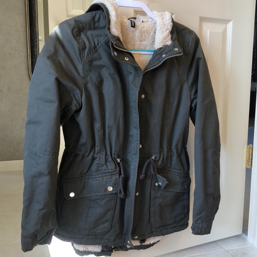 Army Green Coat- Parka, H&M,  size 8